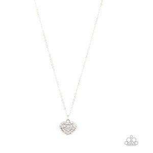 PAPARAZZI "HEART-WARMING GLOW" WHITE NECKLACE & EARRING SET